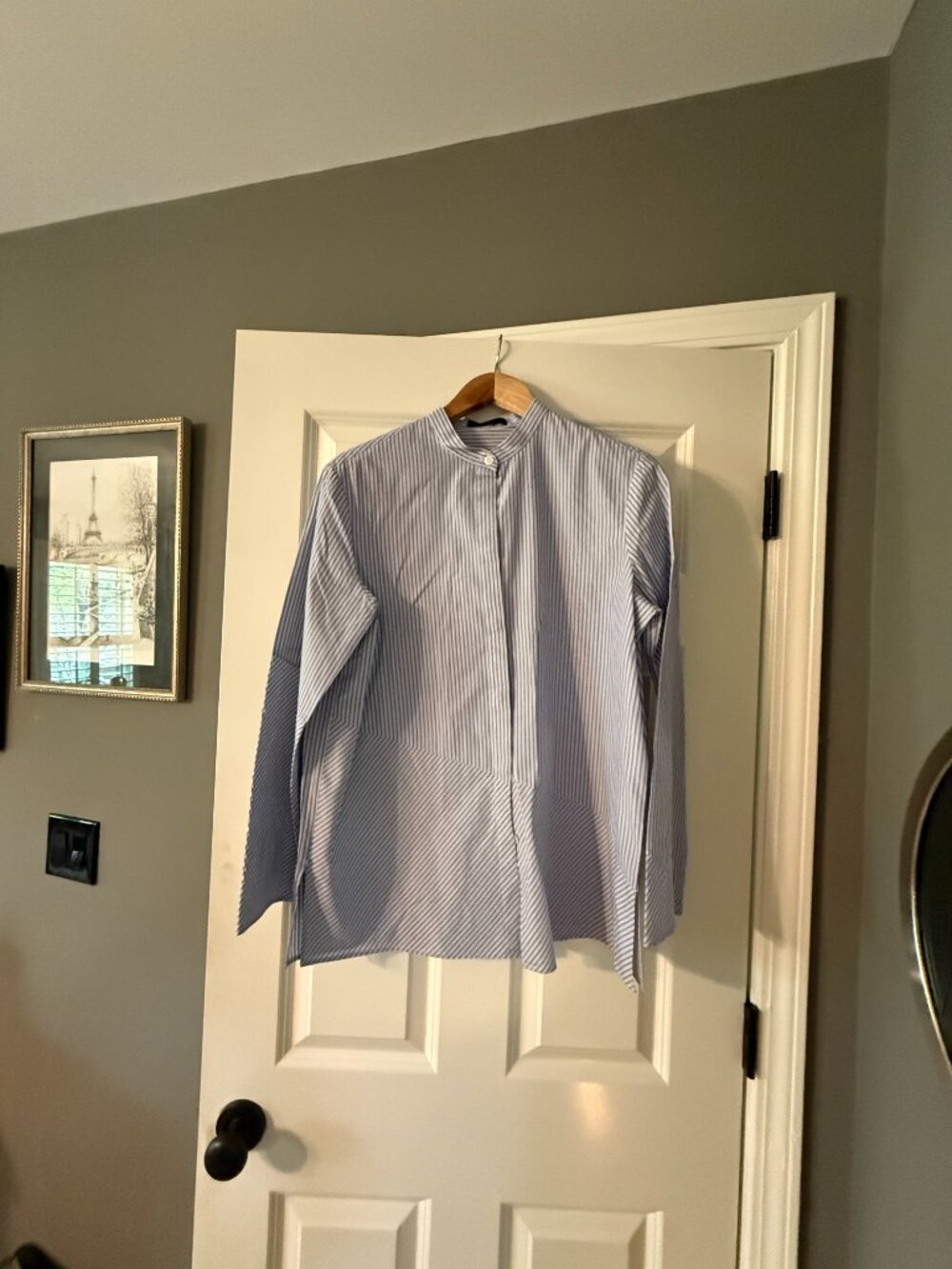 **Blue and White Striped Button-Down The Row Shirt**